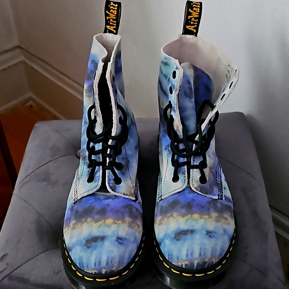 Dr Martens 1460 Pascal Blue Tie Dye Suede Leather Ankle Boots Unisex UK 7 US L 9
